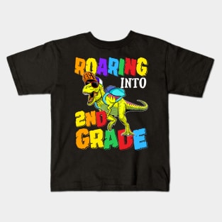 Roaring Into 2nd Grade Dinosaur Back To School Kids T-Shirt